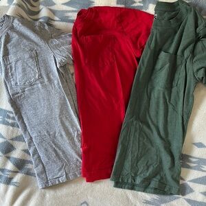 Gray, Red, and Green T-Shirts Set